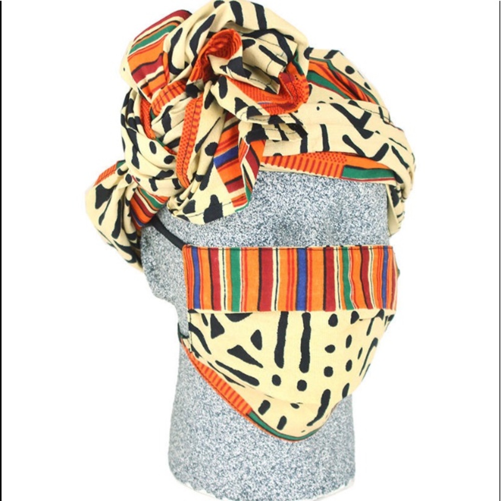 Fulani- Headwrap and face mask set